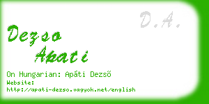 dezso apati business card